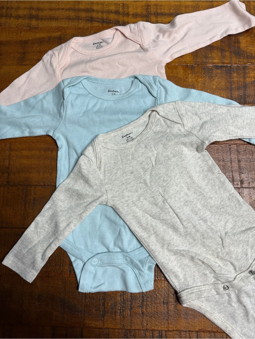 Gerber Baby Long-Sleeve Bodysuit Set - Pink, Light Blue, Heather Gray